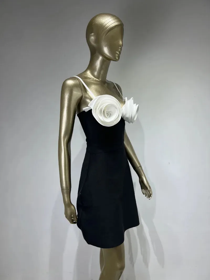 3D Flower Sleeveless Off Shoulder Dress