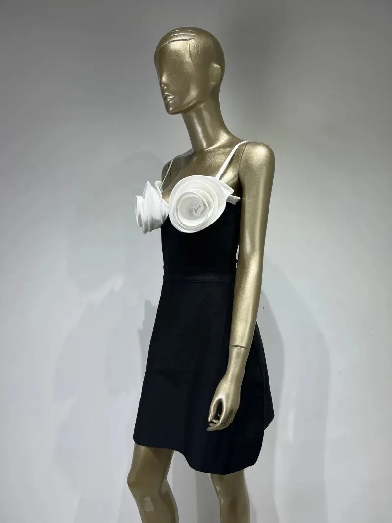 3D Flower Sleeveless Off Shoulder Dress