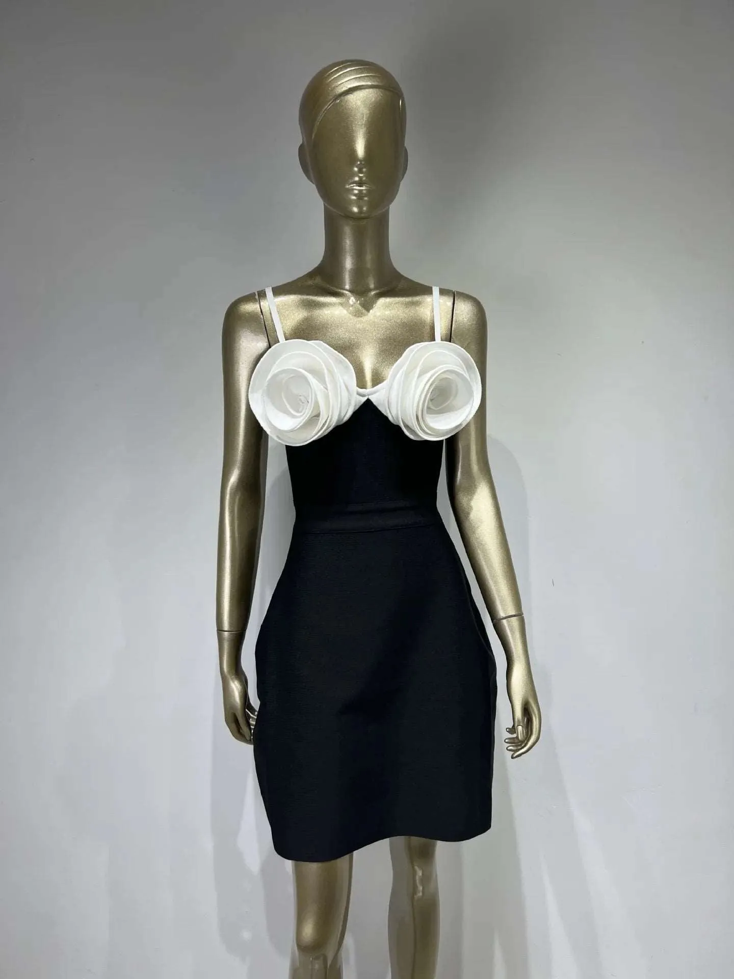 3D Flower Sleeveless Off Shoulder Dress