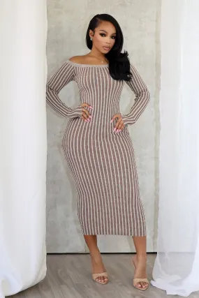 Abigail Two Tone Off Shoulder Midi Dress