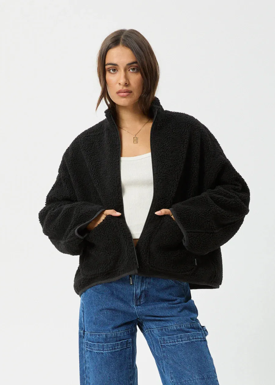 Afends Berlin Reversible Recycled Polar Fleece Jacket - Black