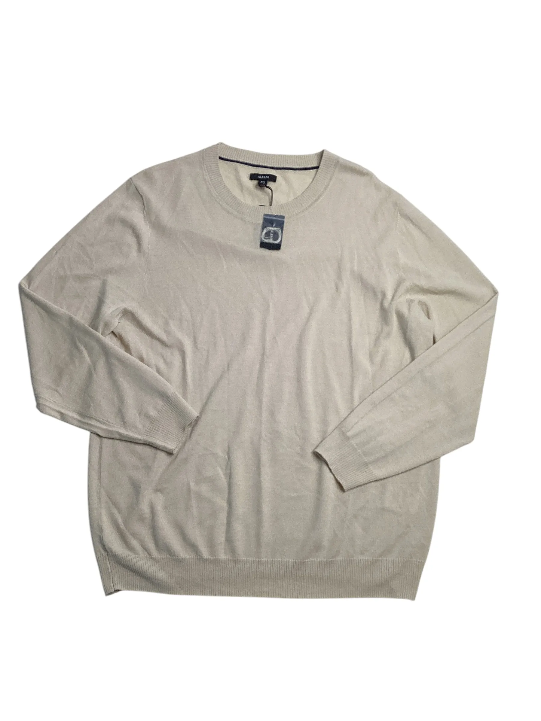 Alfani Mens Long Sleeve Crewneck Merino Sweater Brown Rice Beige 3XL