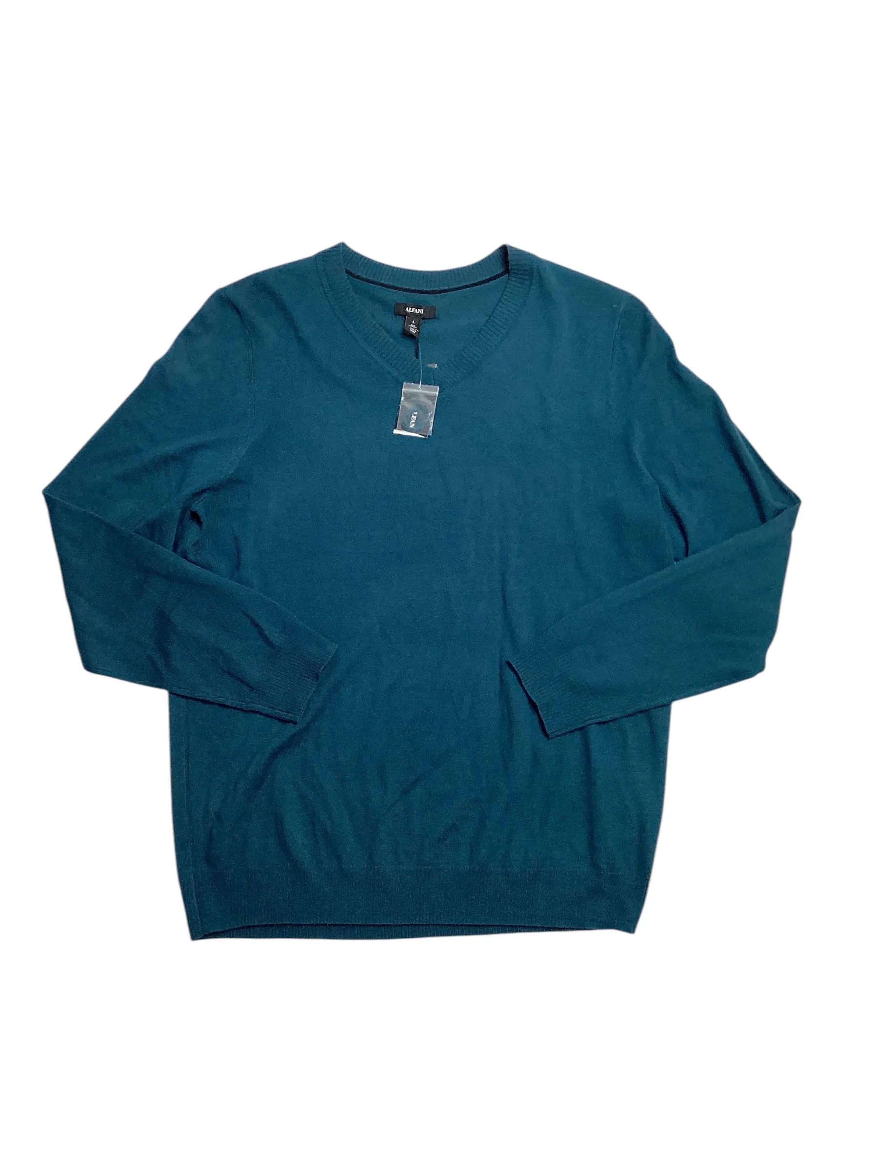 Alfani Men's Long Sleeve V Neck Merino Sweater Dark Kale Medium