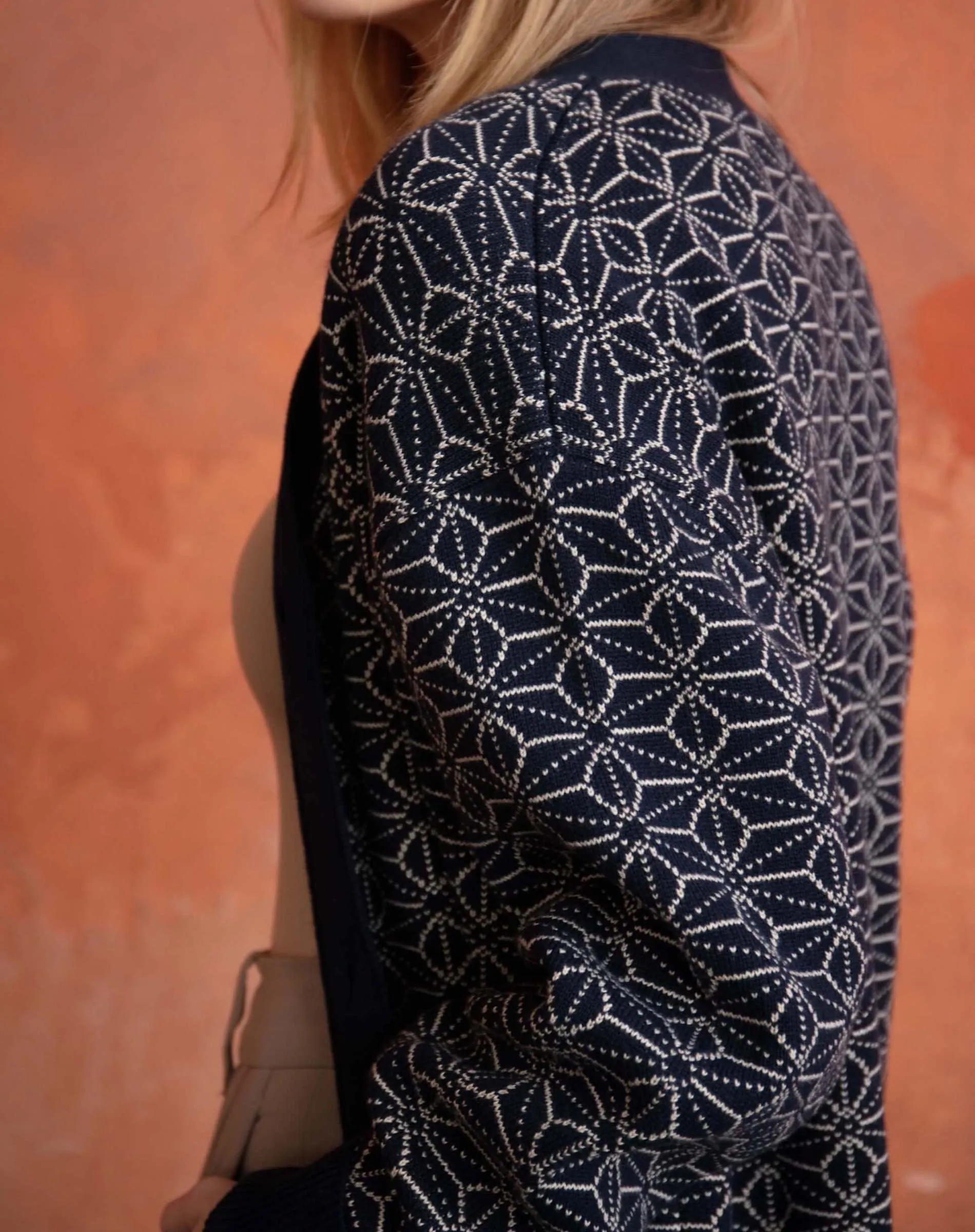 Asanoha Cardigan Sweater - Indigo