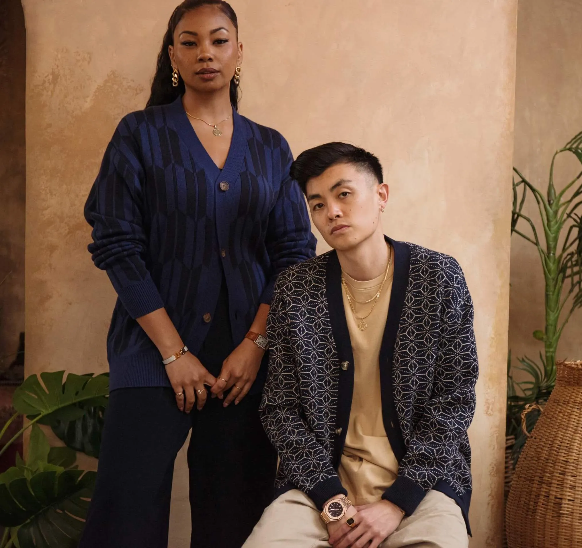 Asanoha Cardigan Sweater - Indigo