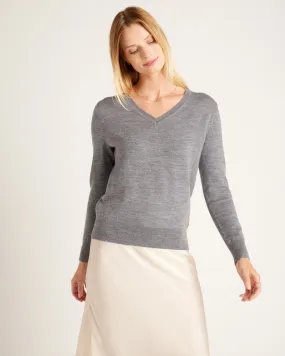 Australian Merino Wool Fine Gauge V-Neck Sweater