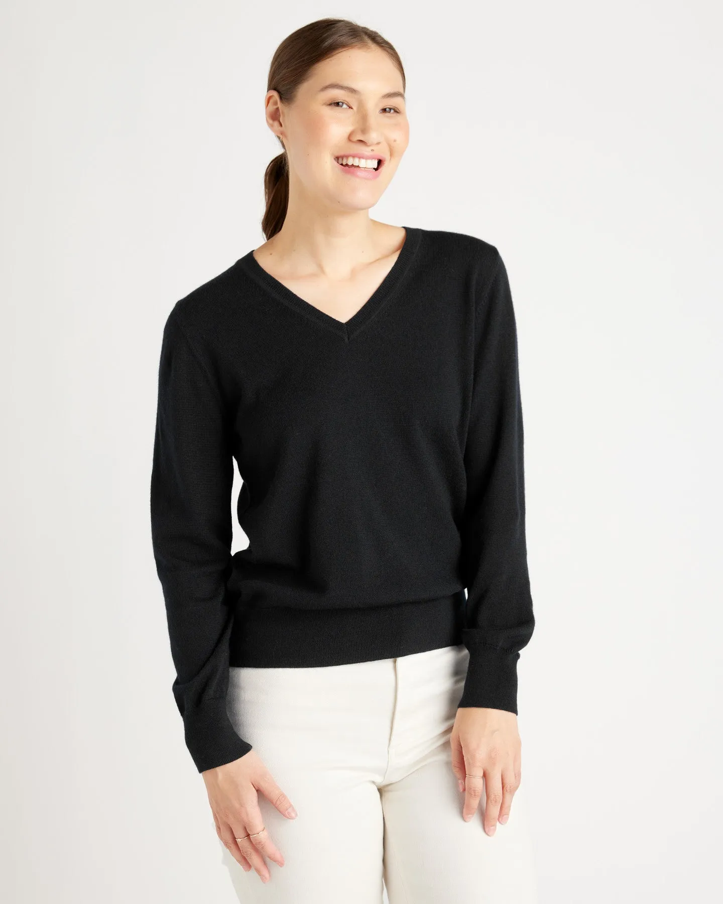 Australian Merino Wool Fine Gauge V-Neck Sweater