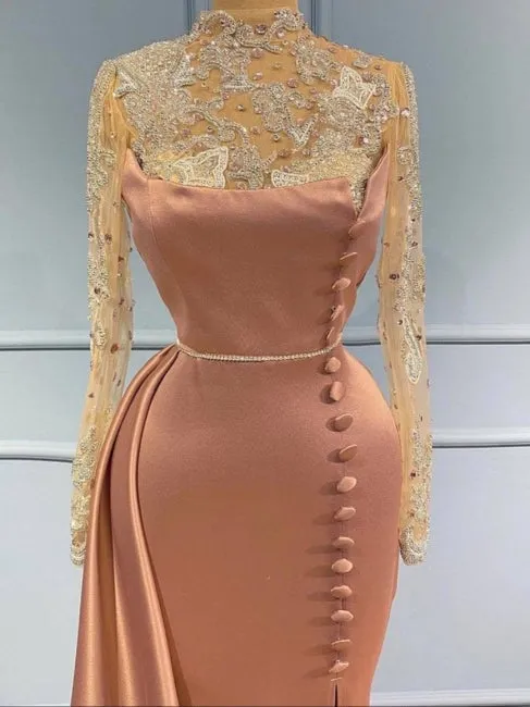 Beautiful evening dresses long with lace sleeves