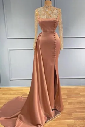 Beautiful evening dresses long with lace sleeves