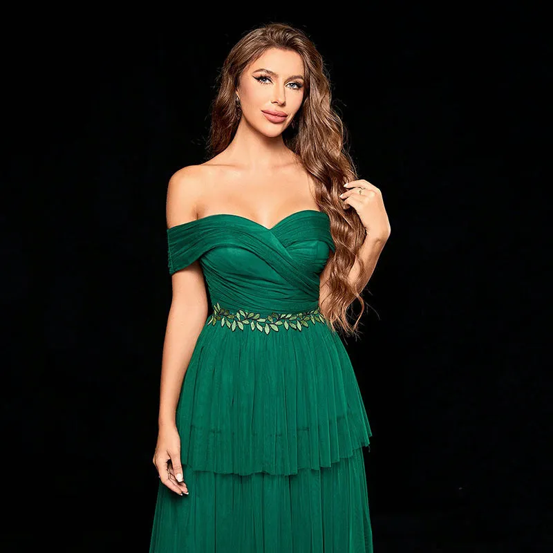 Beautiful Mesh Embroidery Evening Dress