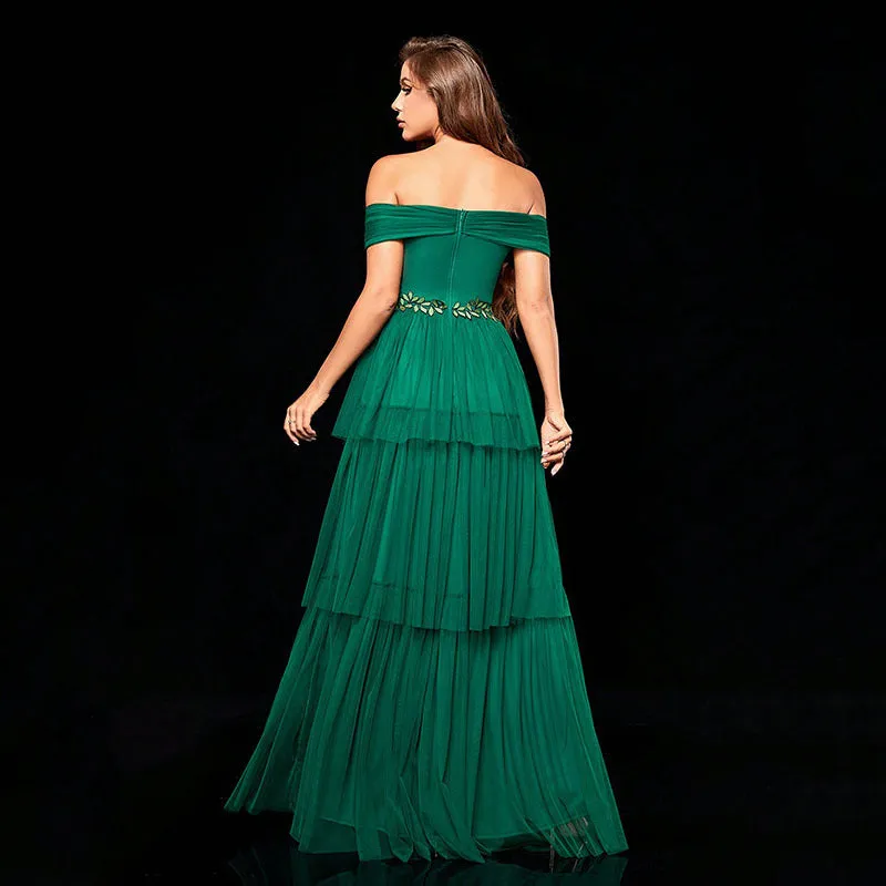 Beautiful Mesh Embroidery Evening Dress