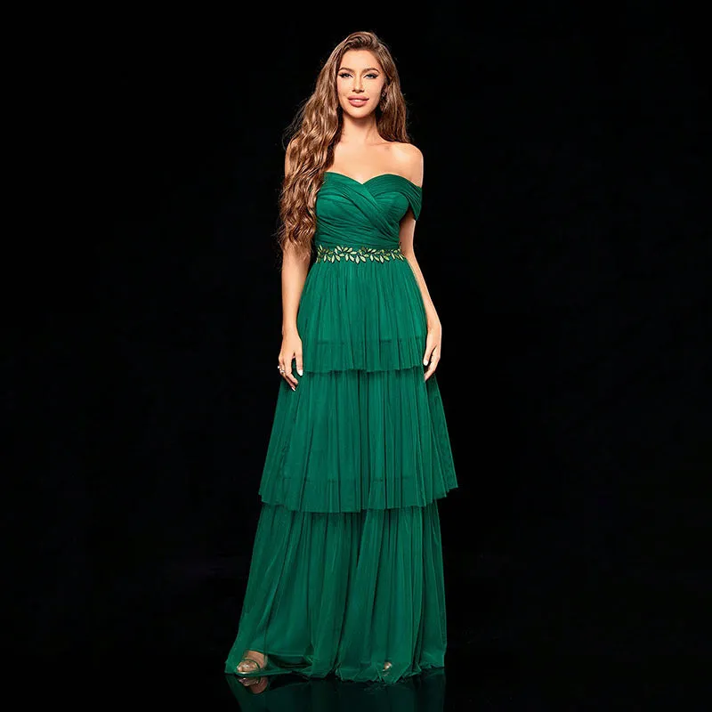 Beautiful Mesh Embroidery Evening Dress