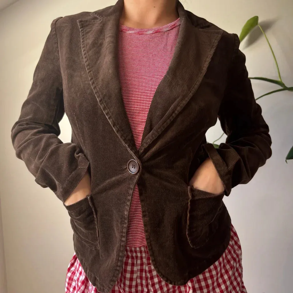 Bellina Cord Jacket - Small Brown Cotton