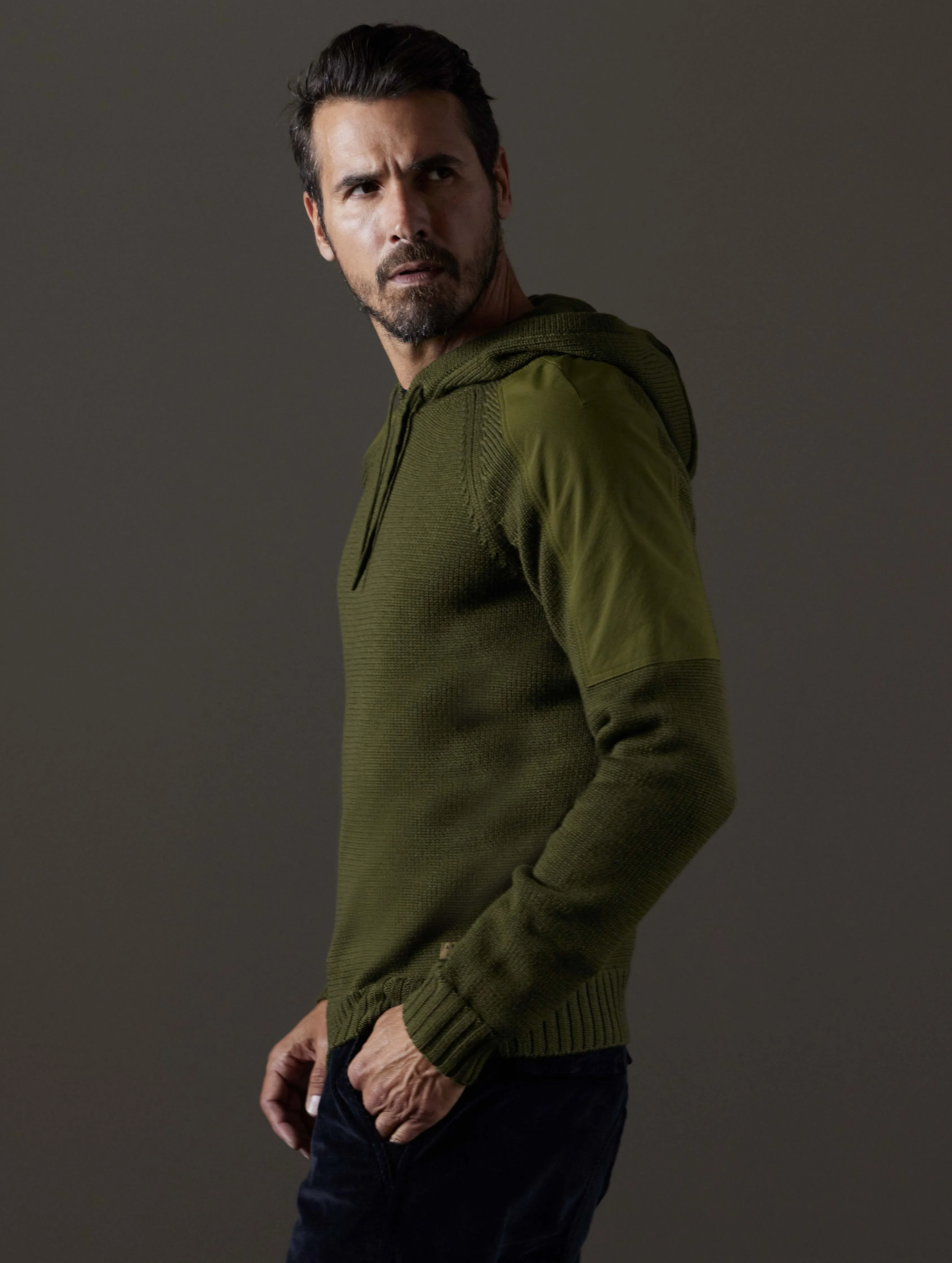 Benson Hooded Sweater - Command Green