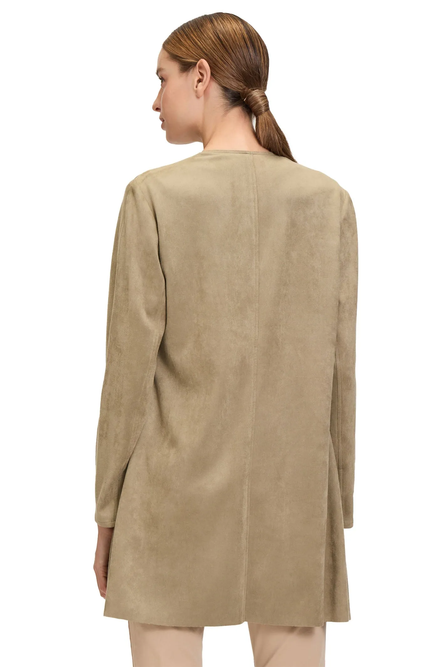 Betty Barclay Jacket Beige Suede Effect Open Front 45201673 7366