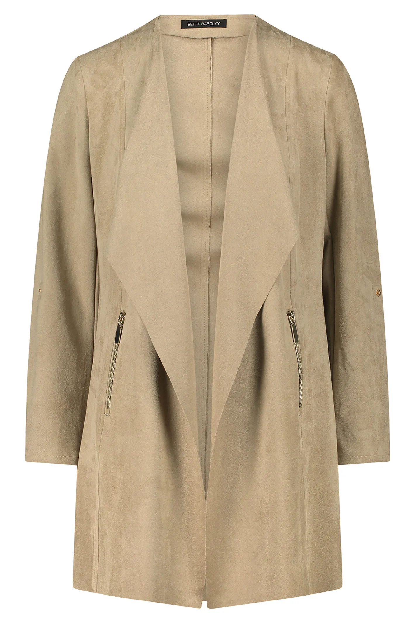 Betty Barclay Jacket Beige Suede Effect Open Front 45201673 7366