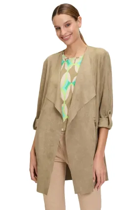 Betty Barclay Jacket Beige Suede Effect Open Front 45201673 7366