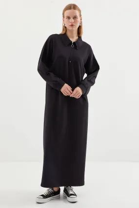 BGD Women Zippered Long Dress - Black - Avondale