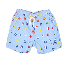 Blue Quail Clothing Company Boys Nautical Flags Swim Trunk