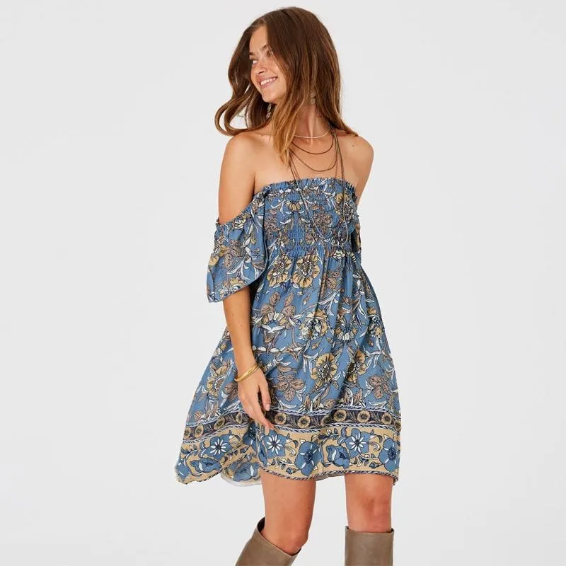 Bohemian Off-Shoulder Gypsy Dress