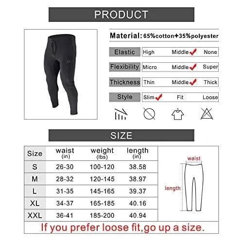 BROKIG Mens Zip Jogger Pants - Casual Gym Fitness Trousers Comfortable Tracksuit Slim Fit Bottoms Sweat Pants with Pockets (Small, Black)