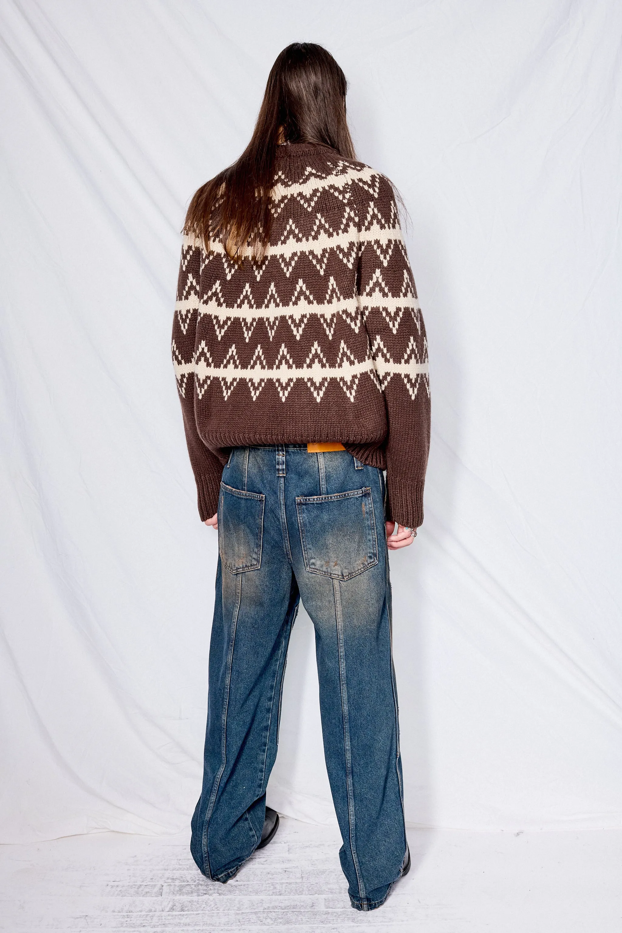 Brown Odin Jacquard Knit Pullover