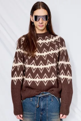 Brown Odin Jacquard Knit Pullover