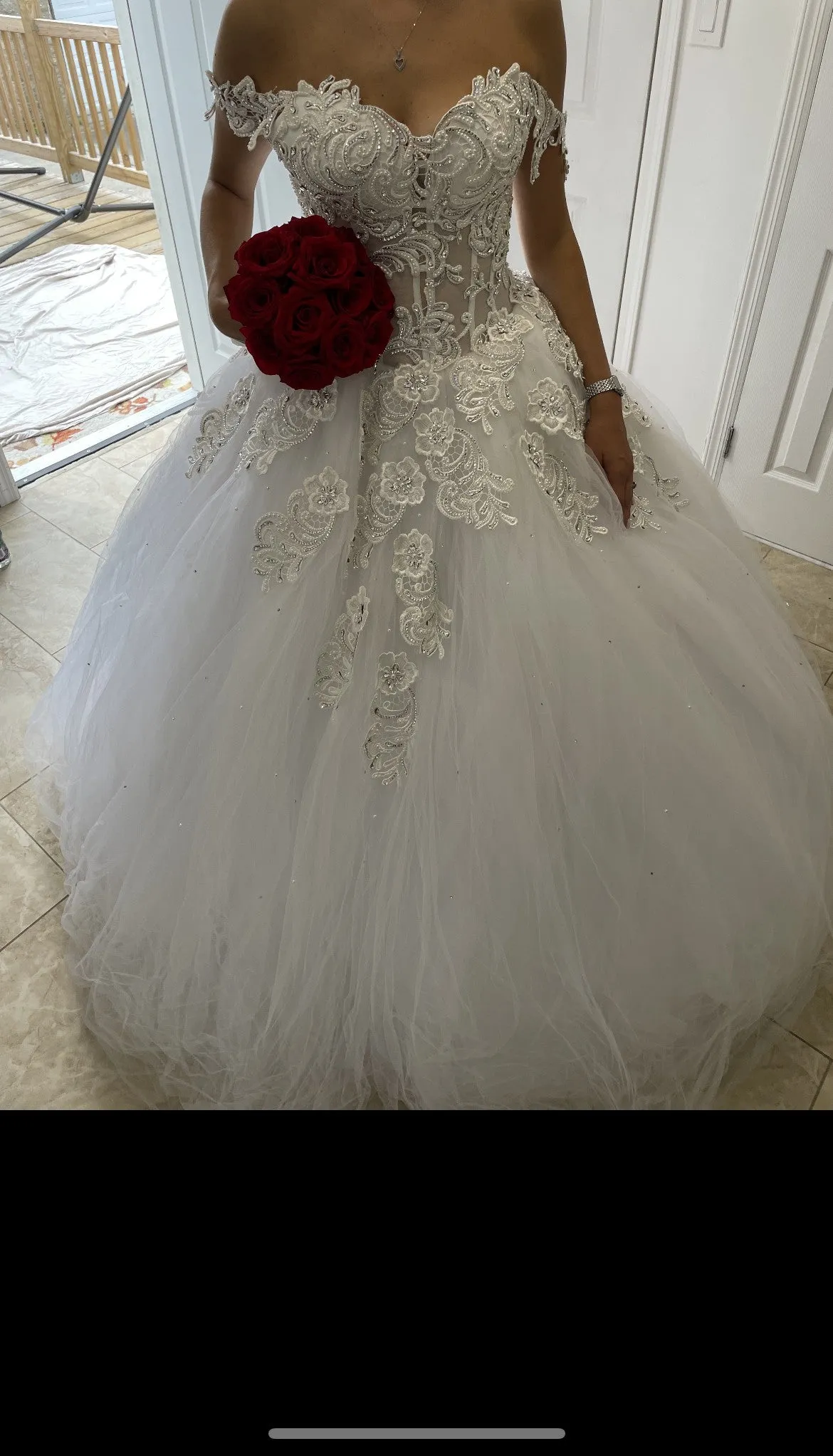 C2025-BG727 - strapless off the shoulder ball gown wedding dress