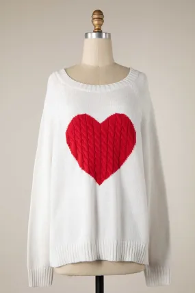 CABLE KNIT HEART SWEATER