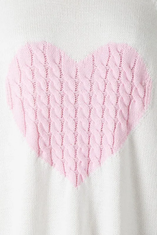 CABLE KNIT HEART SWEATER
