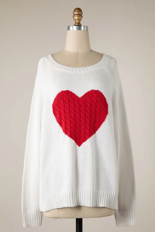 CABLE KNIT HEART SWEATER