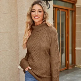 Cable-Knit Mock Neck Sweater