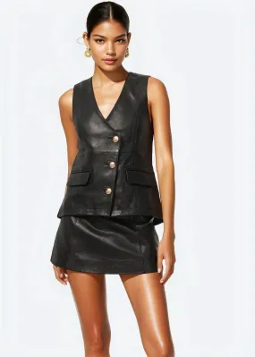 Cami NYC Yelan Genuine Leather Vest Black