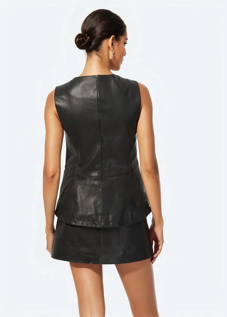 Cami NYC Yelan Genuine Leather Vest Black