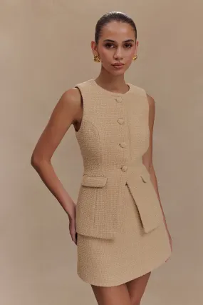 Camilla Boucle Sleeveless Vest - Light Taupe