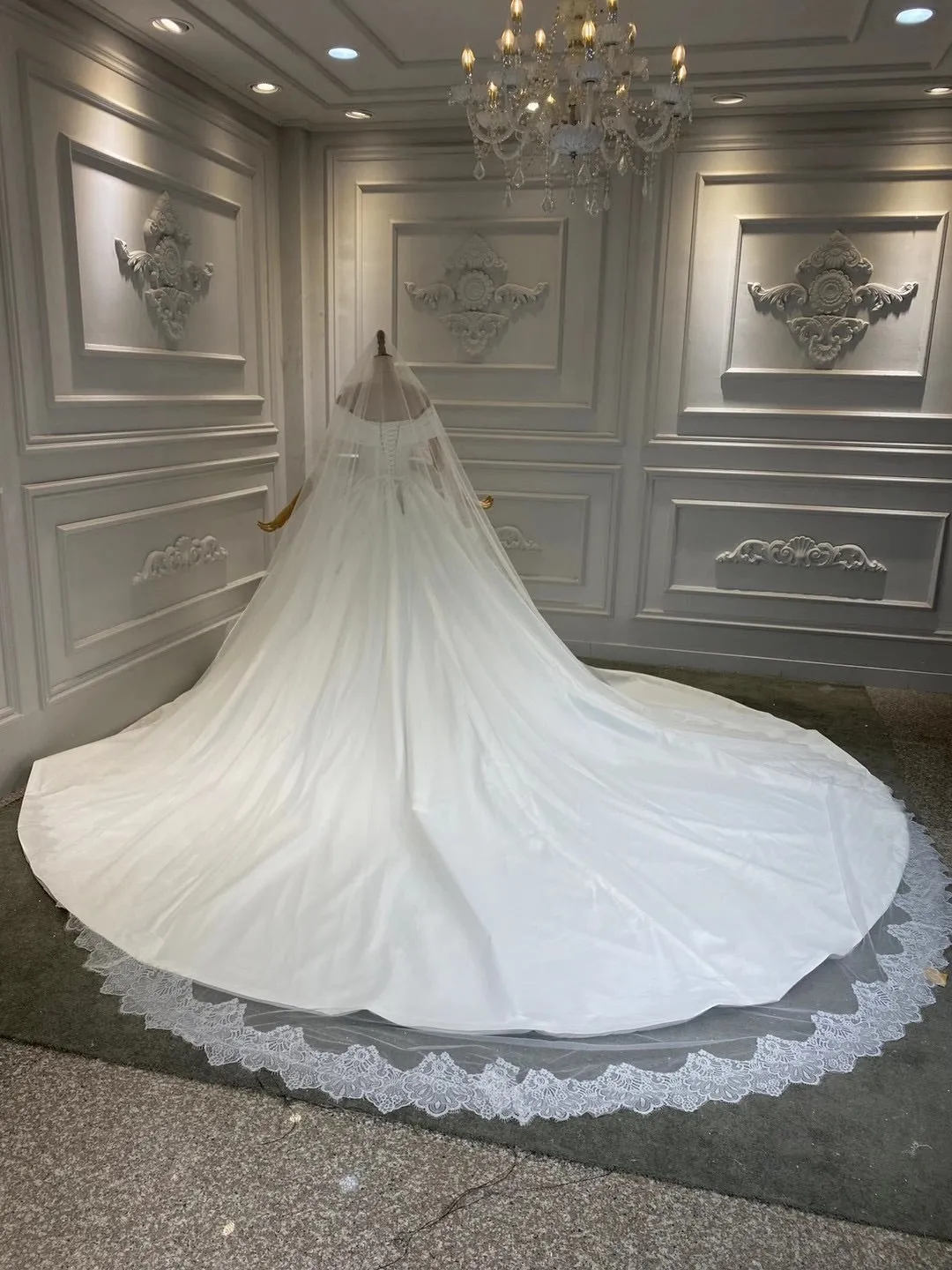 Chic off shoulder shiny satin ball gown skirt wedding dress crystals pearls beaded top