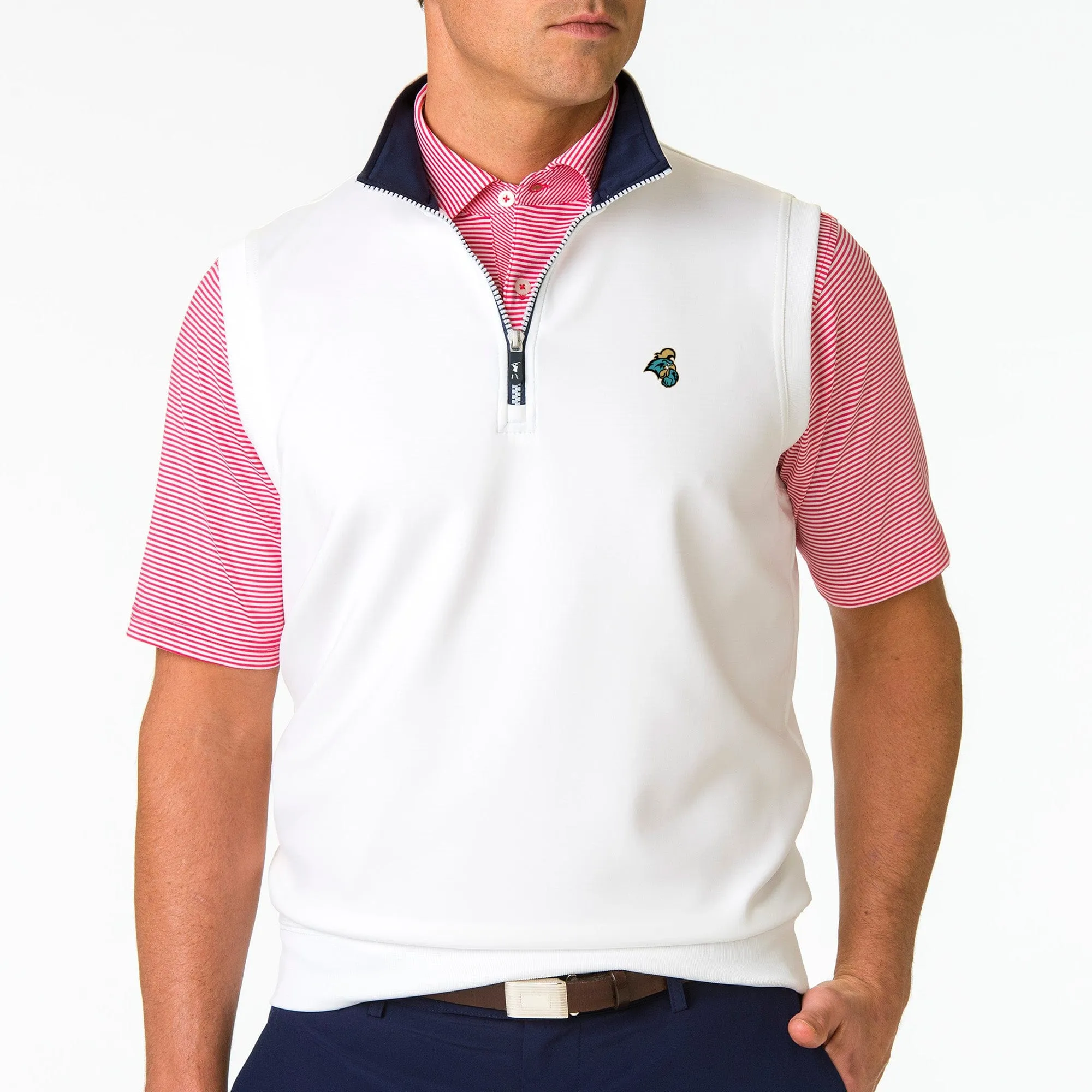 Coastal Carolina | Caves Solid Quarter Zip Vest | Collegiate