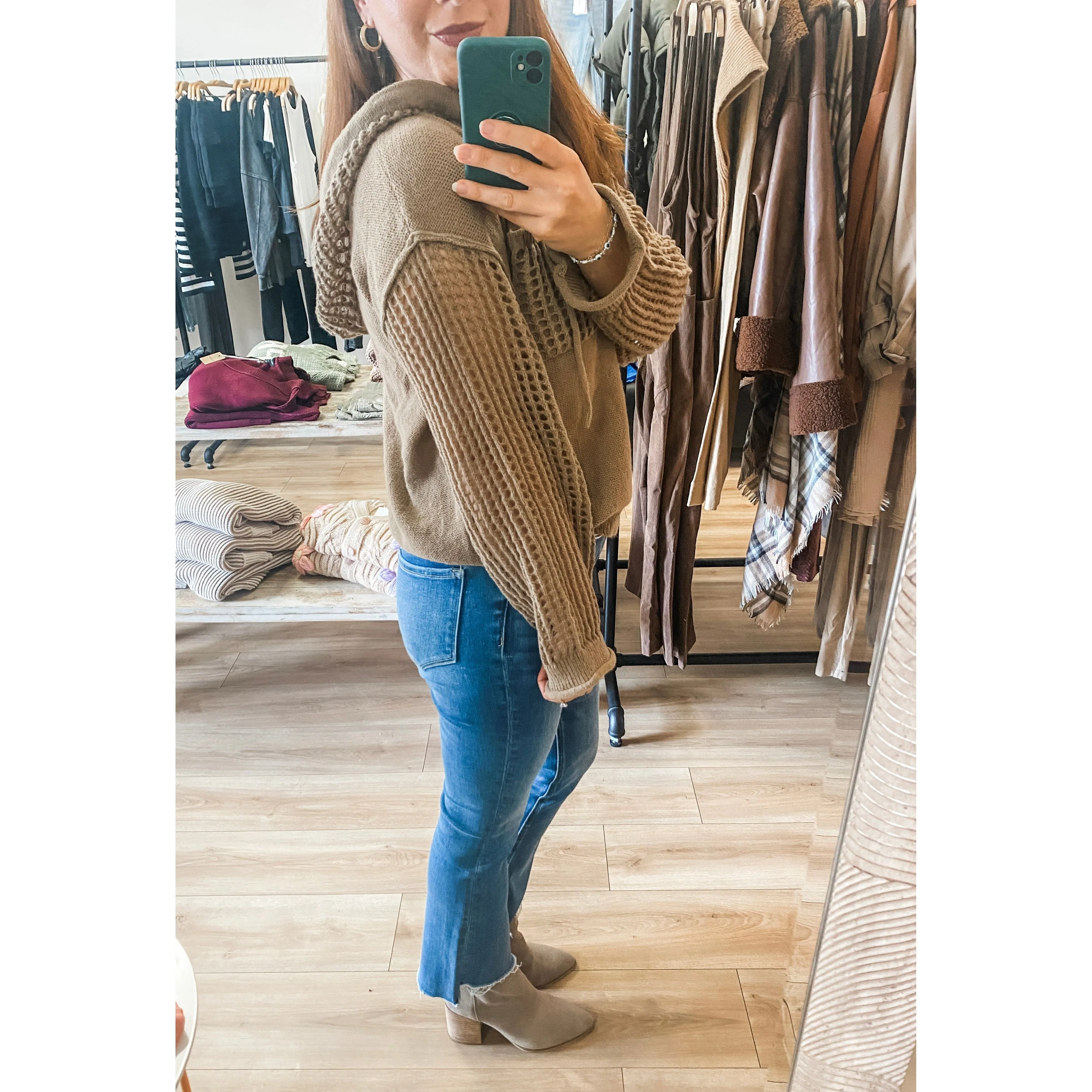 Cocoa Mesh Detail Sweater