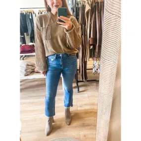 Cocoa Mesh Detail Sweater