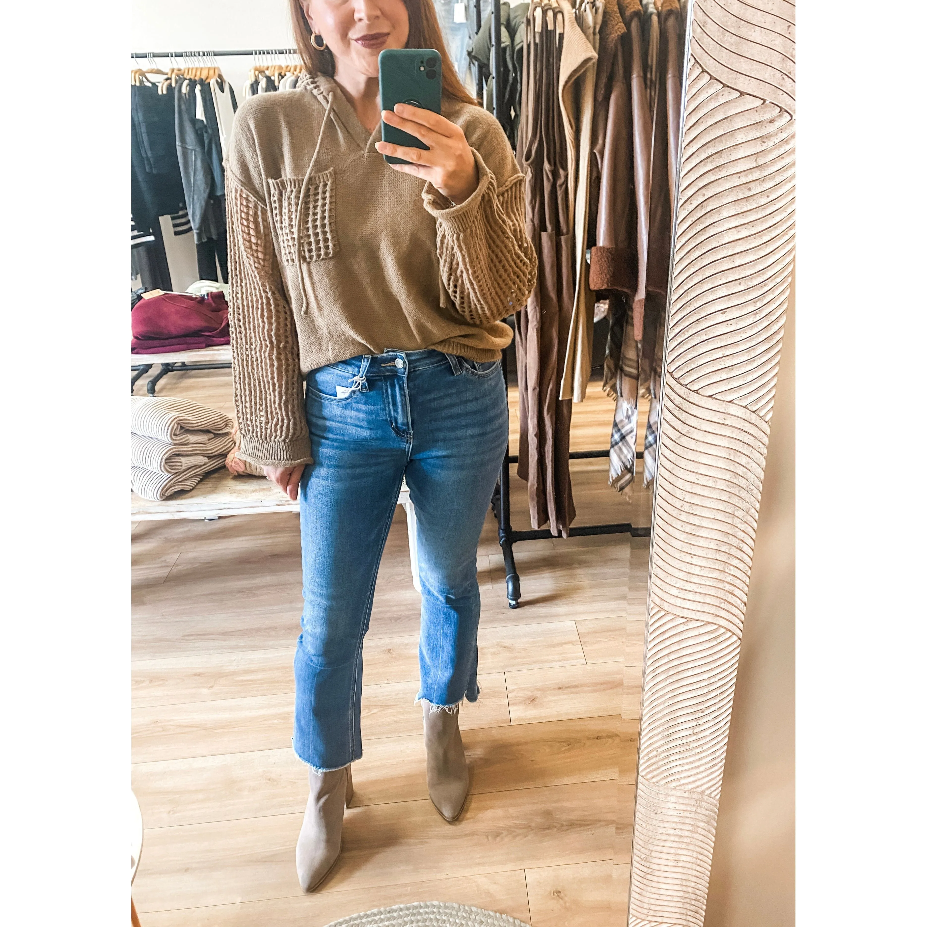 Cocoa Mesh Detail Sweater
