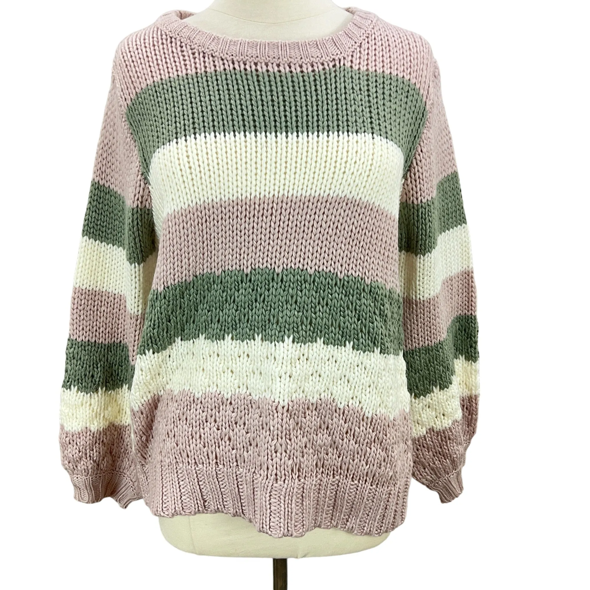 Color Block Chunky Knit Sweater