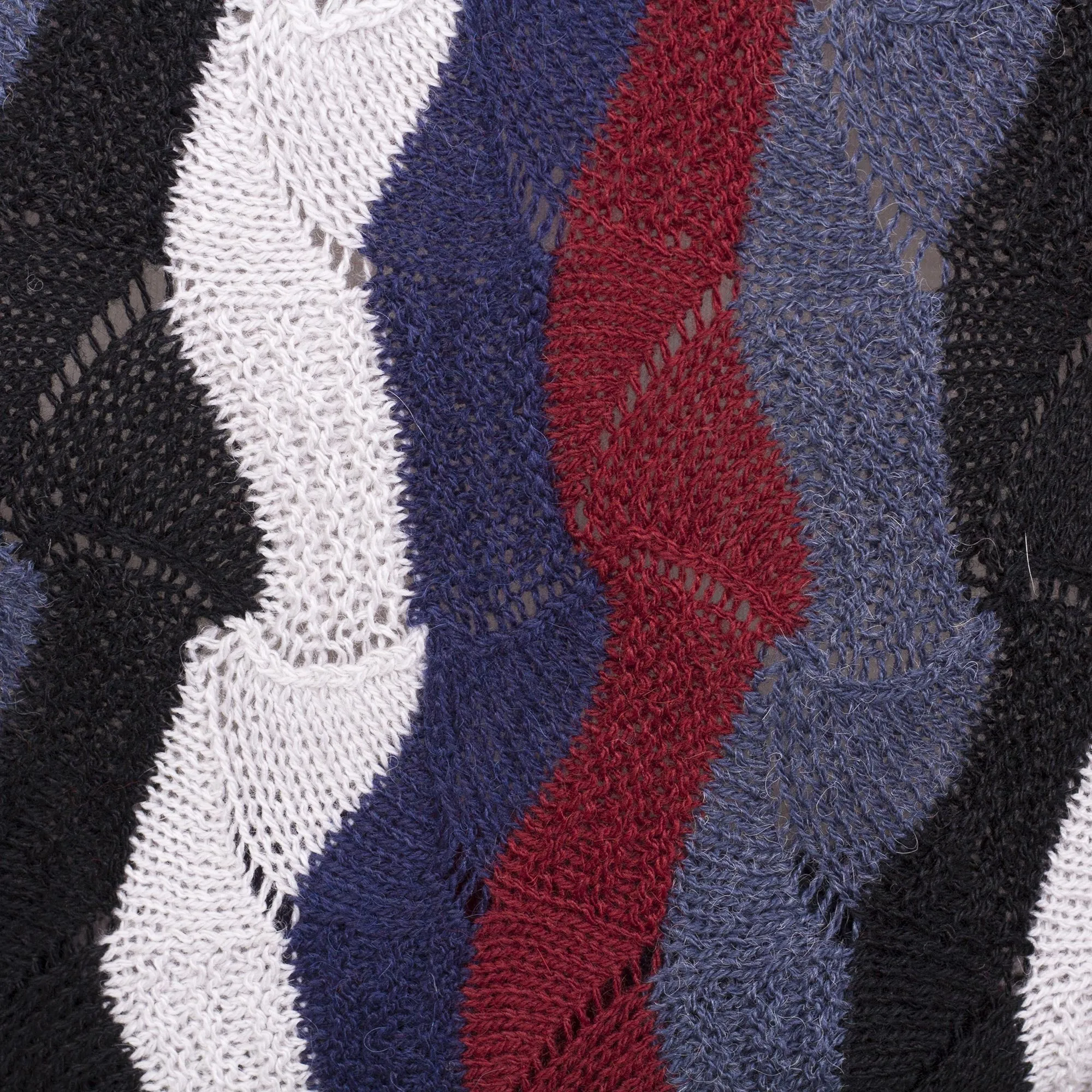 Cranberry and Blue Wavy Vertical Stripe Alpaca Blend Sweater - Make Waves | NOVICA