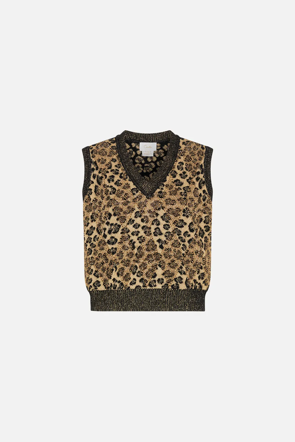 CROPPED JACQUARD KNIT VEST STANDING OVATION