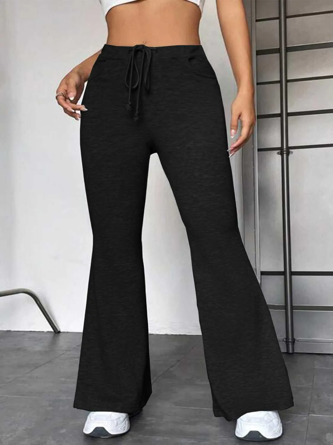 Dynamic Drawstring Flare Leg Sweatpants