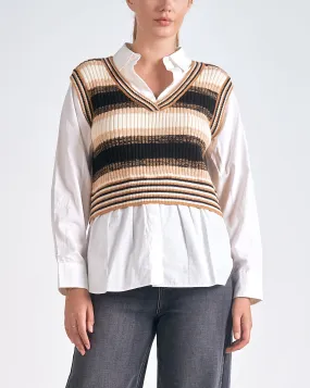 Elan Layered Stripe Sweater Top