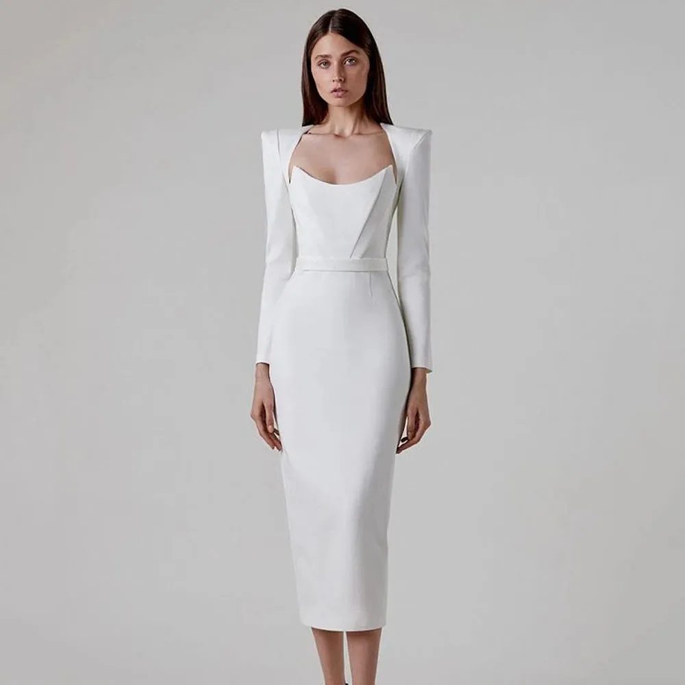 Elegant Black Long Sleeve Formal Bandage Evening Dress