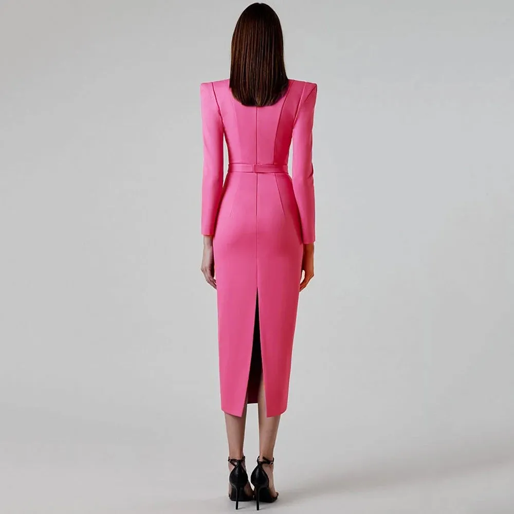 Elegant Black Long Sleeve Formal Bandage Evening Dress