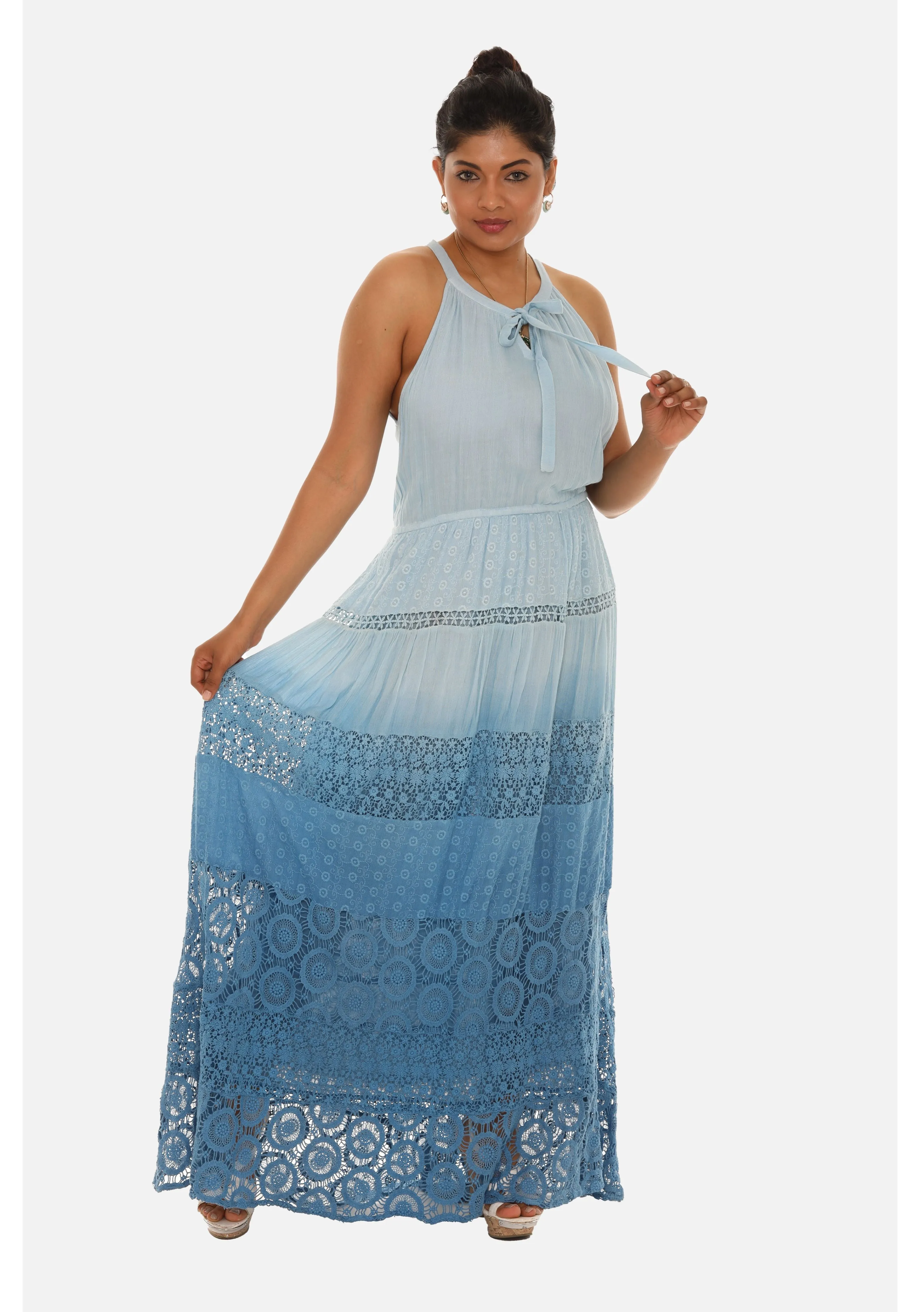 Embroidered Halter Dress