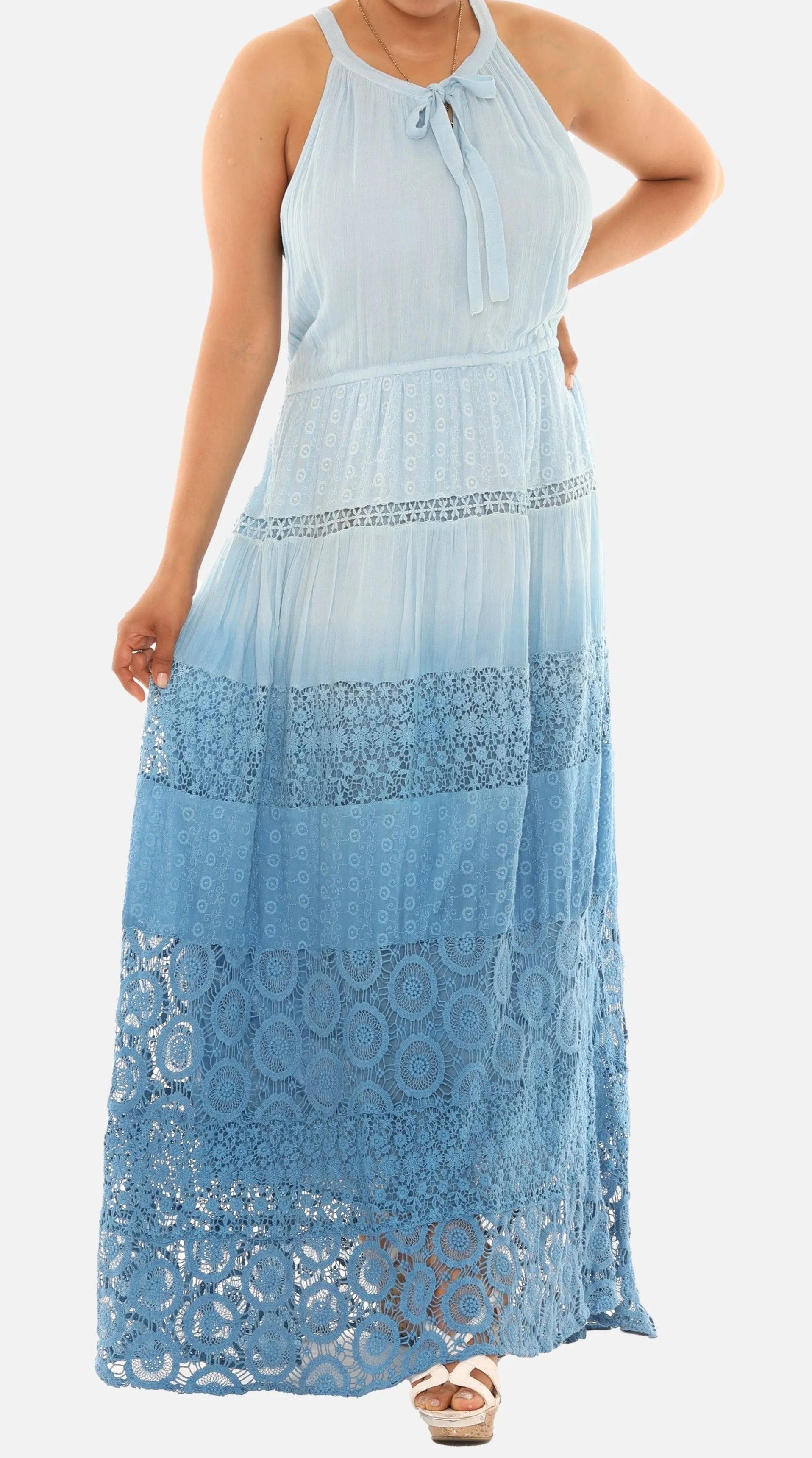 Embroidered Halter Dress