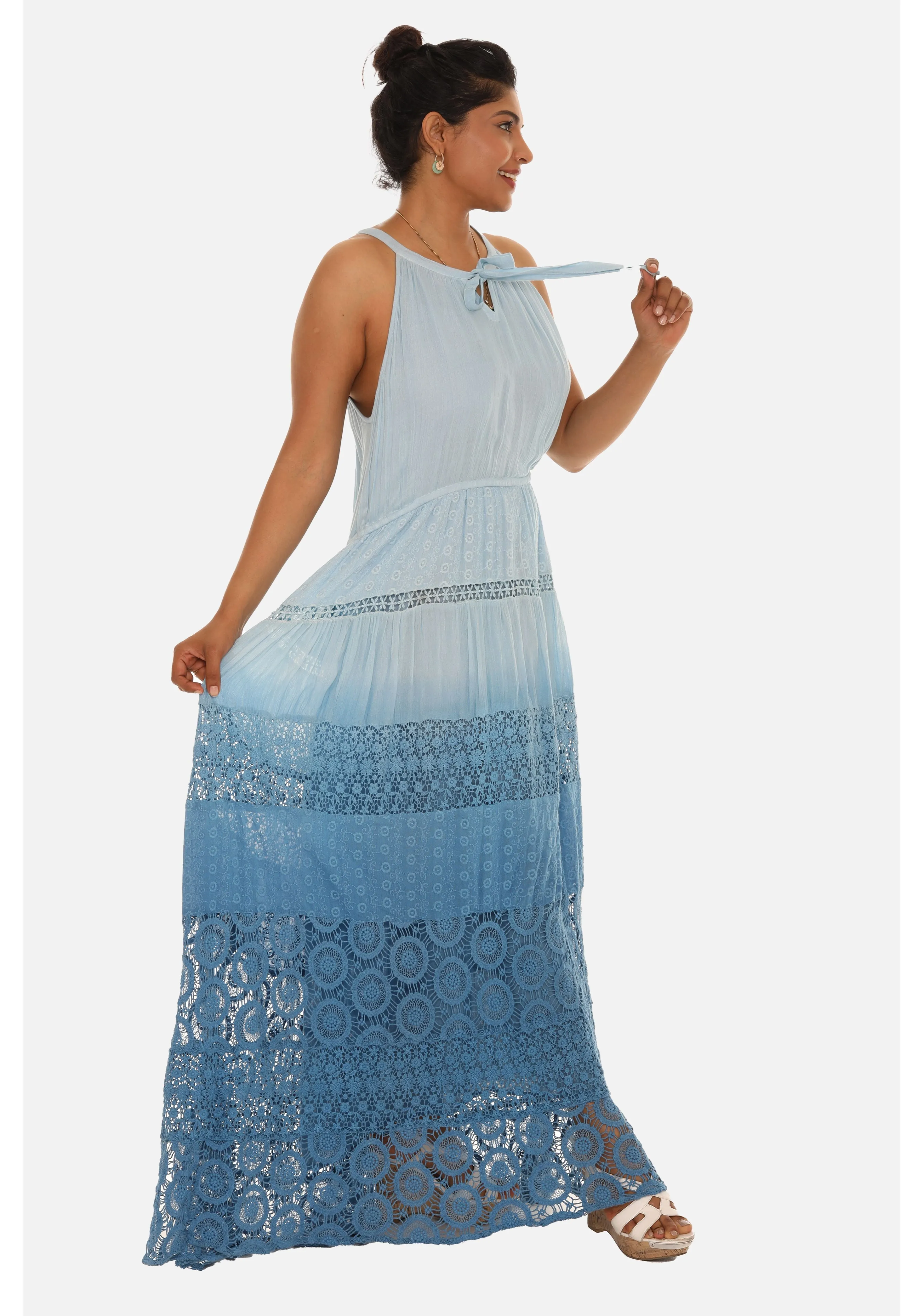 Embroidered Halter Dress